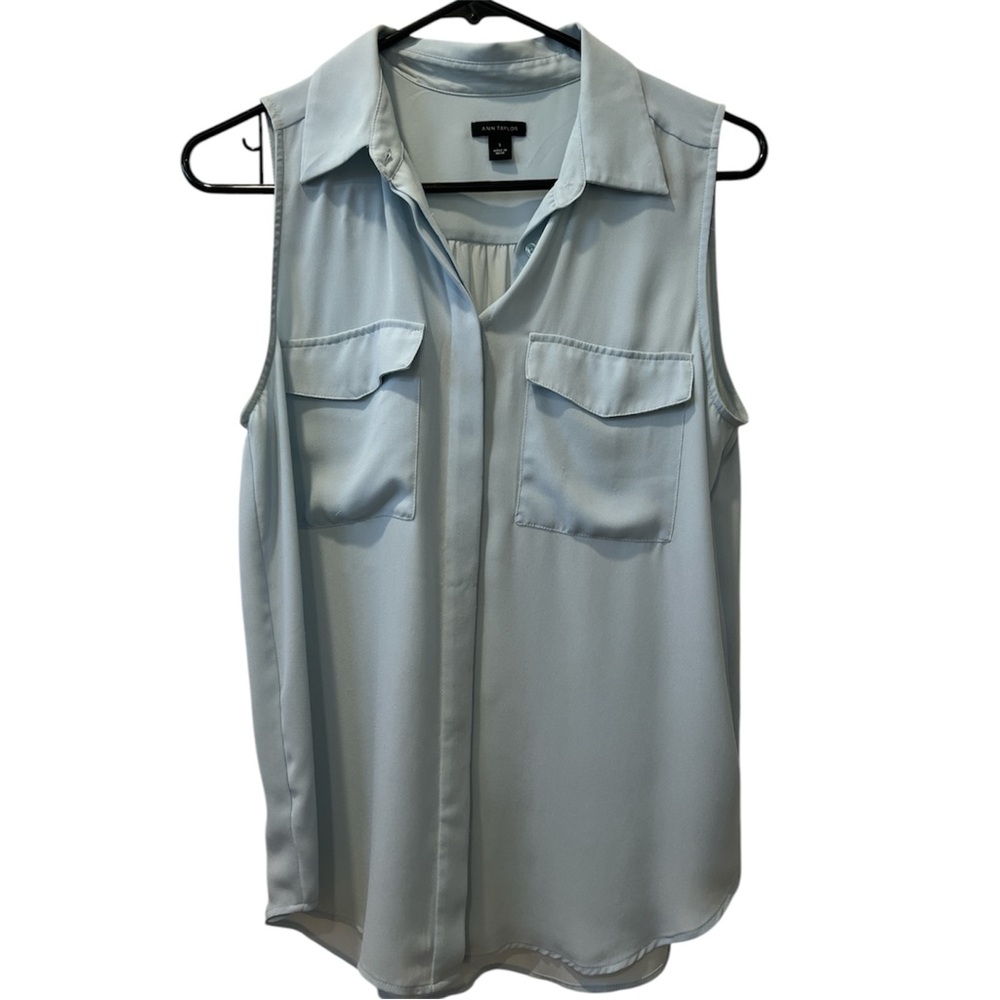 Ann Taylor Light Blue Sleeveless Blouse